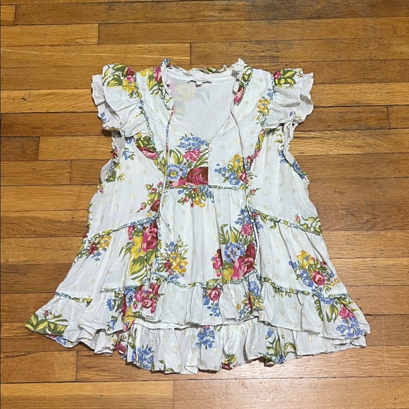 Love The Label Anthropologie Helena Ruffle Floral Blouse, Women’s size Large - Picture 2 of 15